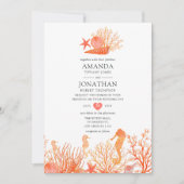 ウォーターカラーリビングサンゴビーチ結婚式 招待状 (正面)