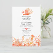ウォーターカラーリビングサンゴビーチ結婚式 招待状 (スタンド正面)