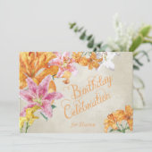 ウォーターカラーリリーズカスタム誕生日招待状 招待状 (スタンド正面)