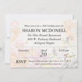 ウォーターカラーリリーズカスタム誕生日招待状 招待状 (裏面)