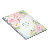 ウォーターカラーリリーブーケピンクターコイズフローラ ノートブック (右側)