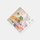 ウォーターカラーリリー紙結婚ズナプキン スタンダードカクテルナプキン (角)