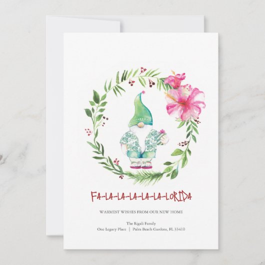 ウォーターカラーリースアンド格言ホリデーニューアドレス シーズンカード (正面)