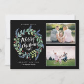 ウォーターカラーリースクリスマス2フォトホリデーカード シーズンカード (正面)