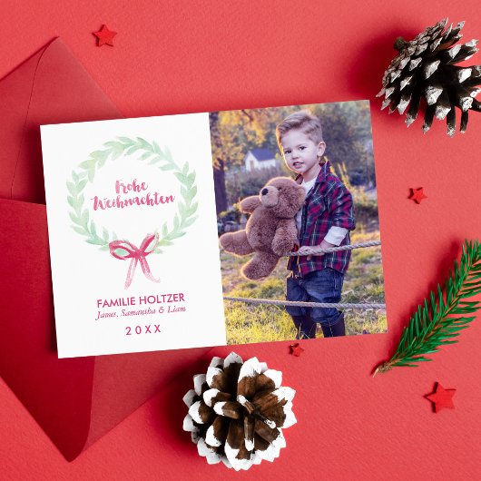 ウォーターカラーリースフローウェイハナッチンフォト シーズンカード