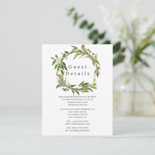 ウォーターカラーリービーグリーン結婚リーズゲスト詳細 エンクロージャーカード (スタンド正面)