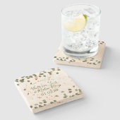 ウォーターカラーリーフグリーナリーオータム秋の結婚式 ストーンコースター (横)