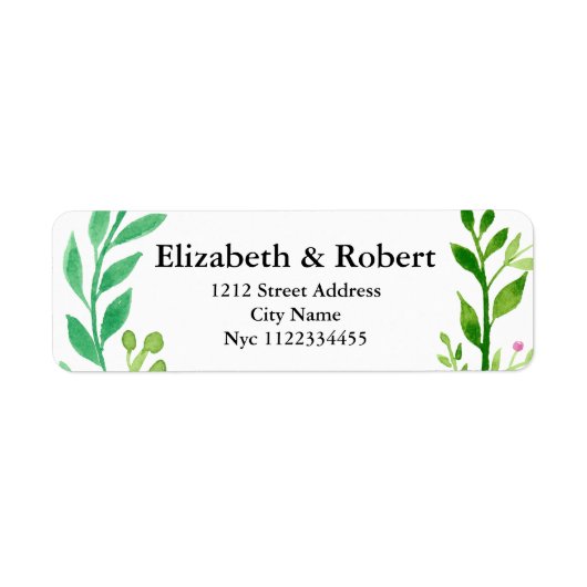 ウォーターカラーリーフブランチ植物学 ラベル (正面)