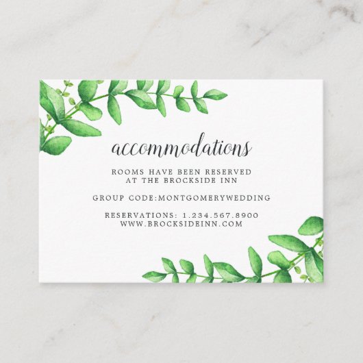 ウォーターカラーリーフ結婚ズホテル宿泊施設 エンクロージャーカード (正面)