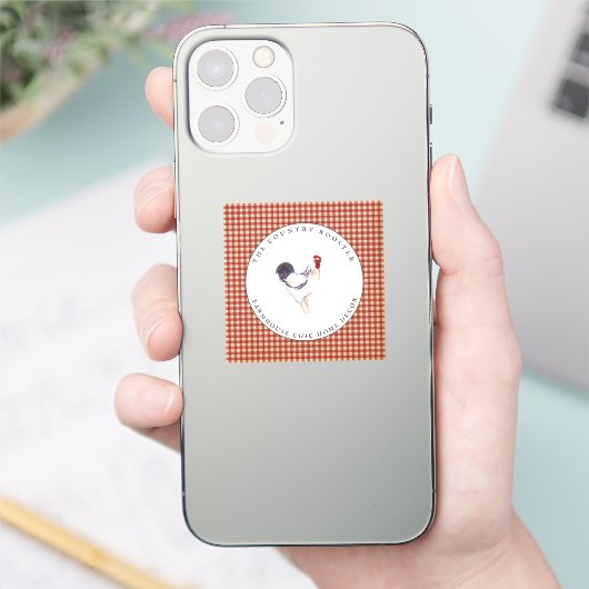 ウォーターカラールースターファームハウスカントリーギンガム シール (スマートフォン)