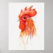 ウォーターカラールースターポートレートゴールデンルースター ポスター (正面)