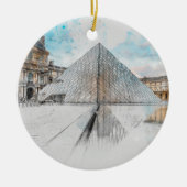 ウォーターカラールーブルパリ オーナメント - フランスのランドマーク (正面)