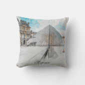 ウォーターカラールーブル装飾用クッション – パリトラベルアート クッション (正面)
