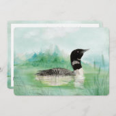 ウォーターカラールーンバード記念日パーティー招待状 招待状 (正面/裏面)