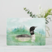 ウォーターカラールーンバード記念日パーティー招待状 招待状 (スタンド正面)