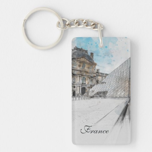 ウォーターカラールーヴルキーチェーン – パリトラベル土産 キーホルダー (正面)