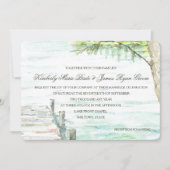 ウォーターカラーレイクアンドボート波止場 招待状 (正面)