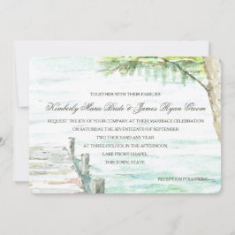 ウォーターカラーレイクアンドボート波止場 招待状