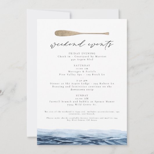 ウォーターカラーレイクサイドレイクウェディングシャワー 招待状 (裏面)