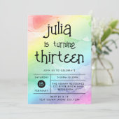 ウォーターカラーレインボーアニエージ誕生日 招待状 (スタンド正面)