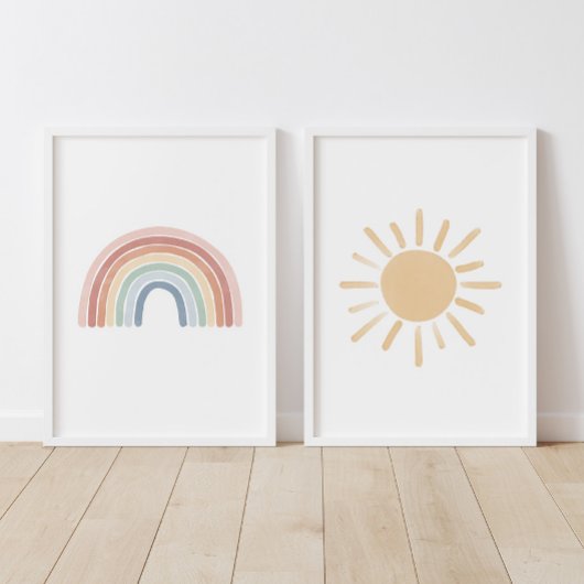 ウォーターカラーレインボーアンドサン子供部屋