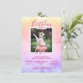 ウォーターカラーレインボーガール 誕生日 2歳 2 | フォト 招待状 (スタンド正面)