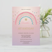 ウォーターカラーレインボークラウングリッター誕生日 招待状 (スタンド正面)