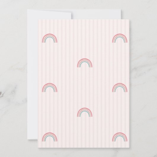 ウォーターカラーレインボークラウンストライプの誕生日 招待状 (裏面)