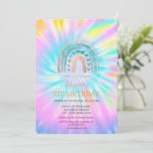 ウォーターカラーレインボーハート絞り染め誕生日 招待状 (スタンド正面)