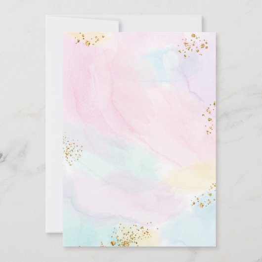 ウォーターカラーレインボーハート誕生日 招待状 (裏面)