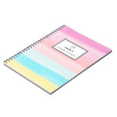 ウォーターカラーレインボーパステルストライプパーソナライズされたズ ノートブック (左側)