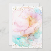 ウォーターカラーレインボーパステル金ゴールド誕生日招待状 招待状 (裏面)