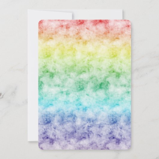 ウォーターカラーレインボーパープルグリッターユニコーン 招待状 (裏面)