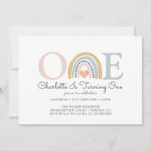 ウォーターカラーレインボーファースト誕生日 招待状 (正面)