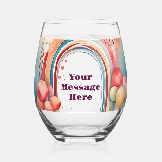 ウォーターカラーレインボーブリスパーティー ステムなしワイングラス (裏面)