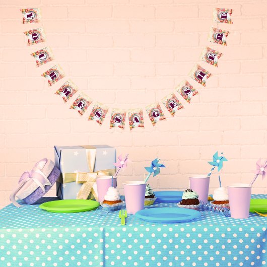 ウォーターカラーレインボーブリスパーティー バンティングフラッグ