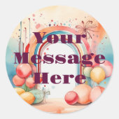 ウォーターカラーレインボーブリスパーティー ラウンドシール (正面)