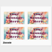 ウォーターカラーレインボーブリスパーティー 長方形シール (シート)