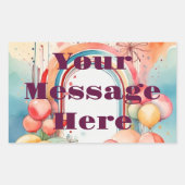 ウォーターカラーレインボーブリスパーティー 長方形シール (正面)