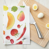 ウォーターカラーレインボーベジアットホテル農家マーケットキッチ キッチンタオル (四つ折り)