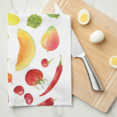 ウォーターカラーレインボーベジアット農家マーケット キッチンタオル (四つ折り)