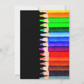 ウォーターカラーレインボーペンシル子供の誕生日パーティー 招待状 (裏面)