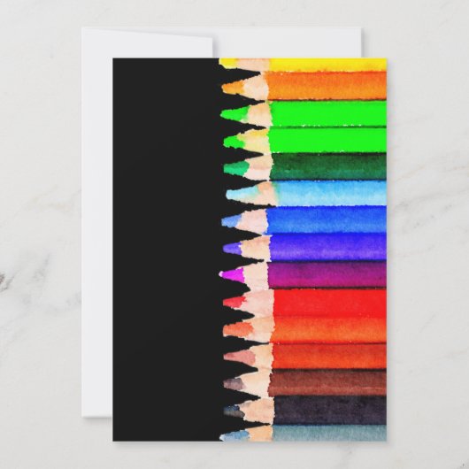 ウォーターカラーレインボーペンシル子供の誕生日パーティー 招待状 (裏面)