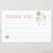 ウォーターカラーレインボーユニコーン誕生日サンキューカード (正面)