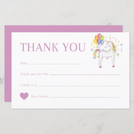 ウォーターカラーレインボーユニコーン誕生日サンキューカード