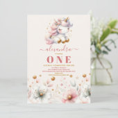 ウォーターカラーレインボーユニコーン誕生日招待状1st 招待状 (スタンド正面)