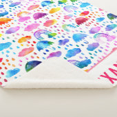 ウォーターカラーレインボー傘雨の日の女の子 シェルパブランケット (3/4)