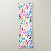 ウォーターカラーレインボー傘雨の日の女の子 ボディピロー (裏面 (縦))