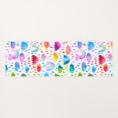 ウォーターカラーレインボー傘雨の日の女の子 ヨガマット (裏面(横))