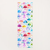 ウォーターカラーレインボー傘雨の日の女の子 ヨガマット (裏面)